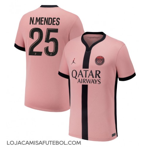 Camisa de Futebol Paris Saint-Germain Nuno Mendes #25 Equipamento Alternativo 2024-25 Manga Curta